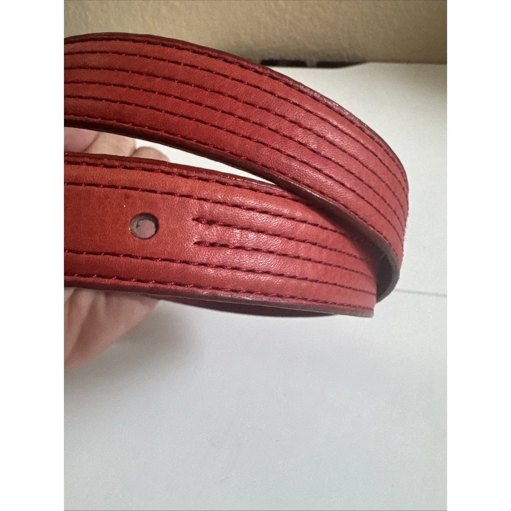 Dockers Red Full Grain Leather Belt Stitched Sz S 1